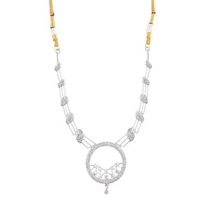 Rhodium-Plated Alloy Round Motif Ad Necklace Set - The Pari