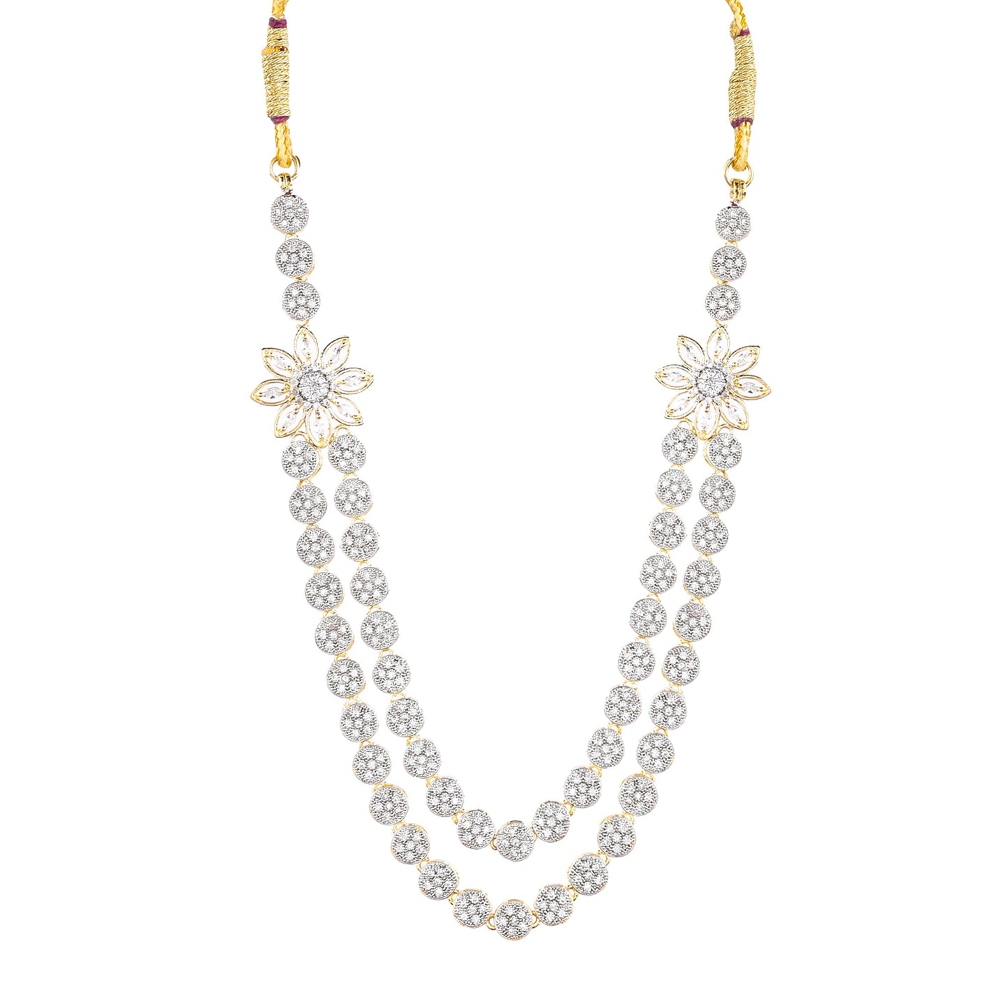 Rhodium-Plated Alloy Double Layer Ad Necklace Set - The Pari