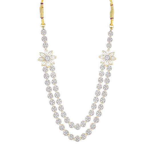 Rhodium-Plated Alloy Double Layer Ad Necklace Set - The Pari