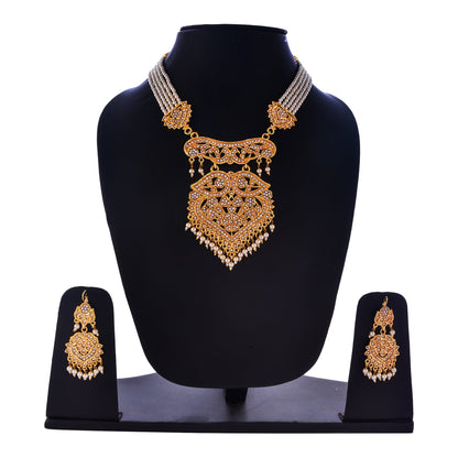 Gold-Polished Alloy Polki Work Long Pearl Rani Haar Necklace - The Pari