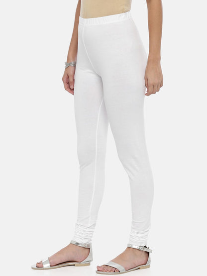 Souchii White Solid Slim-Fit Churidar-Length Leggings