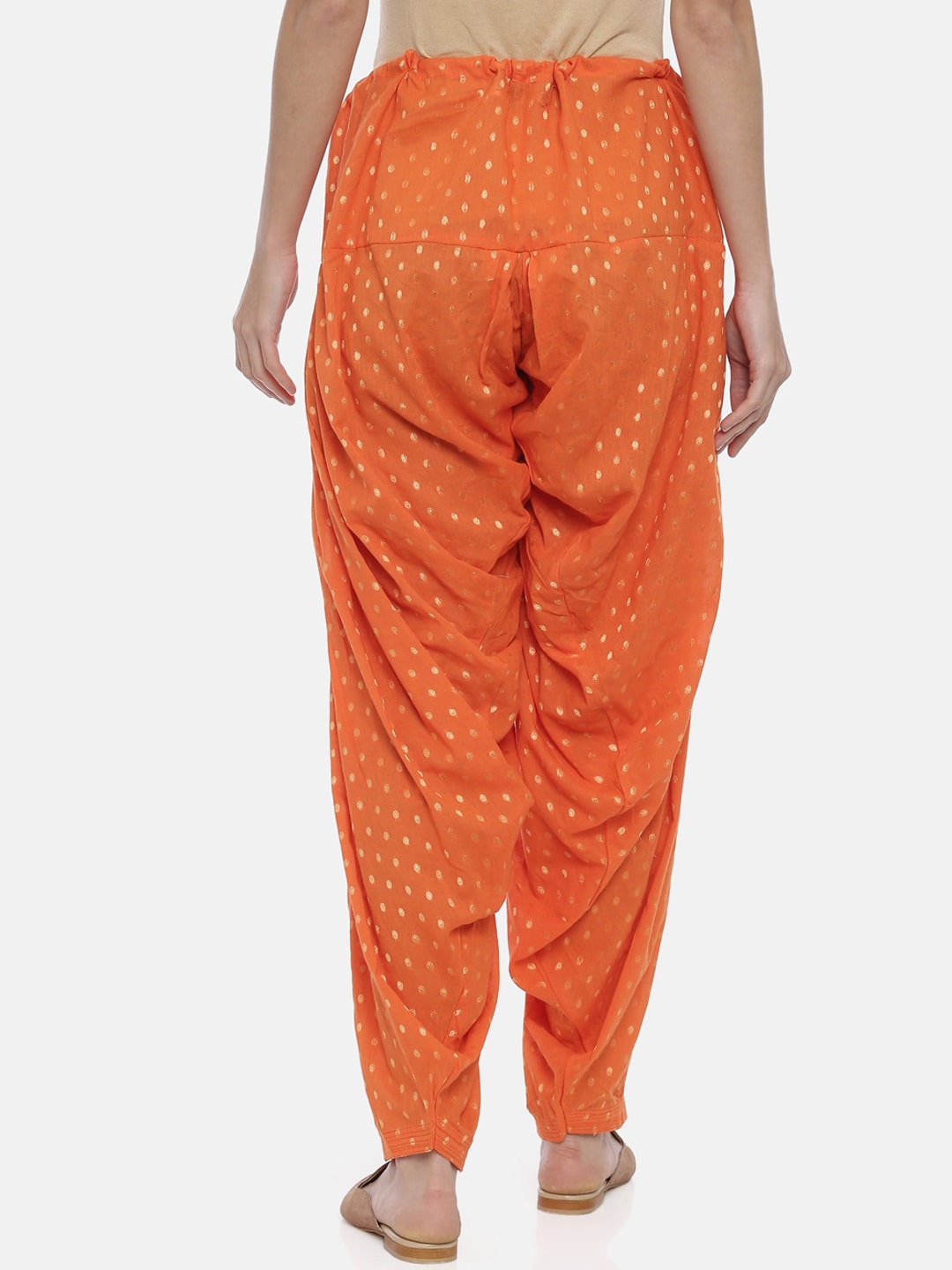 Souchii Orange Woven Design Loose-Fit Patiala
