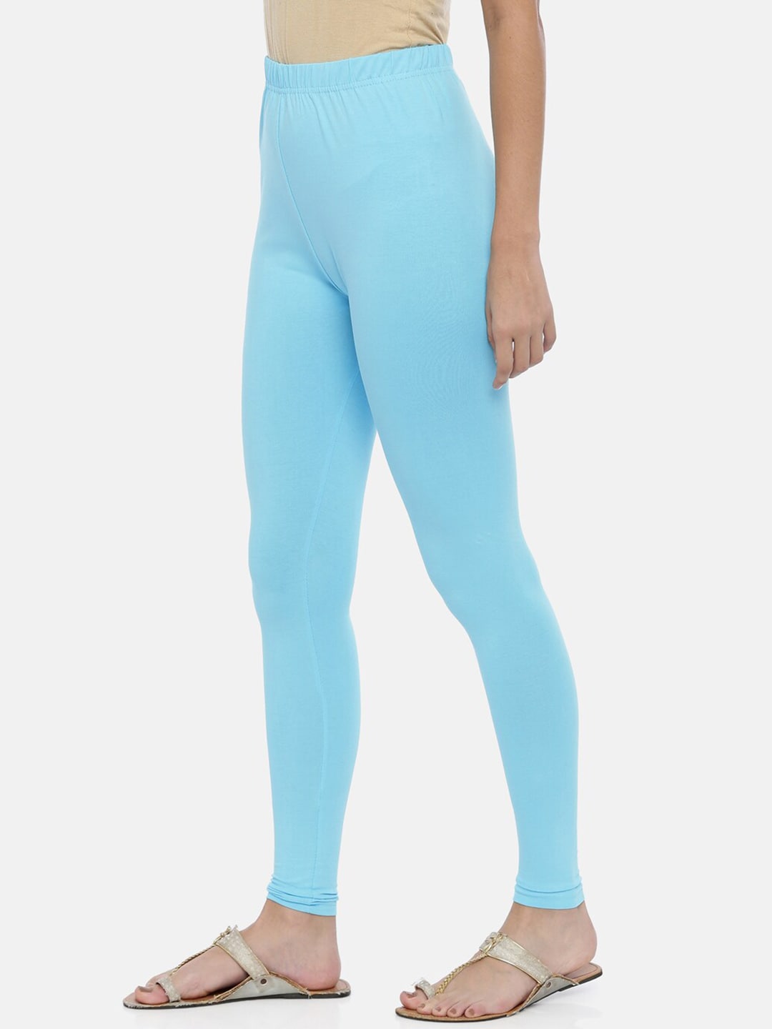 Souchii Light-Blue Solid Ankle-Length Leggings