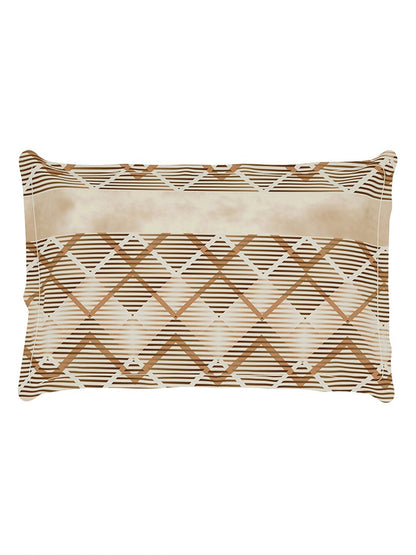 Story@home Brown & White Striped Microfiber 180 TC Bedsheet With Pillow Cover