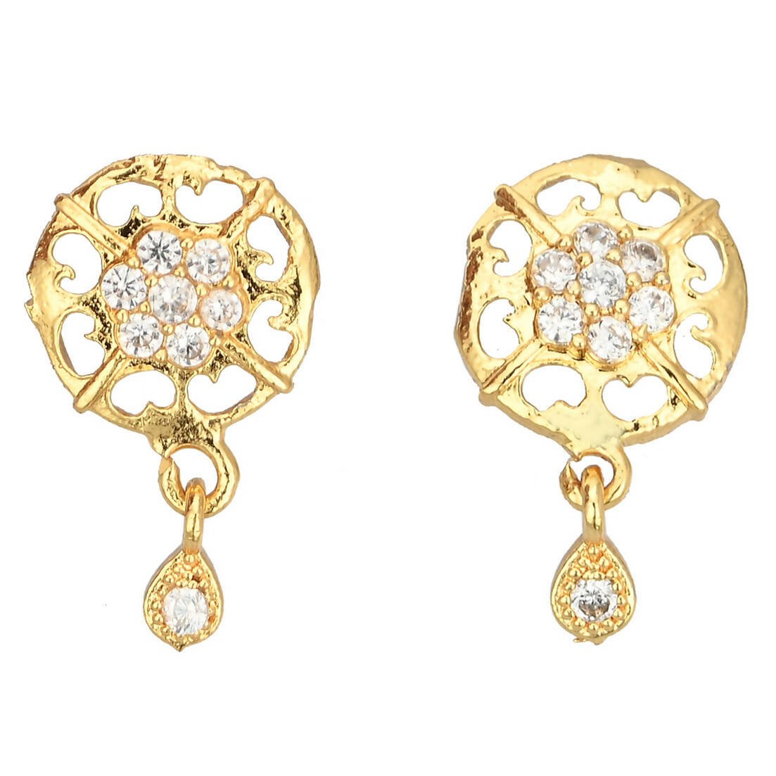 AanyaCentric Gold-Polished Short Mangalsutra Set with Earrings
