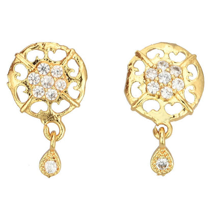 AanyaCentric Gold-Polished Short Mangalsutra Set with Earrings