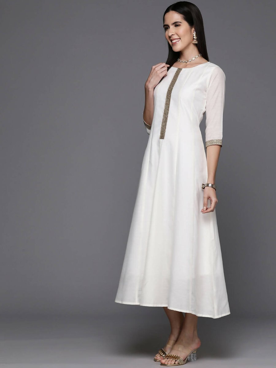 Ahalyaa Women's Traditional wear Ethnic Dress - Off White