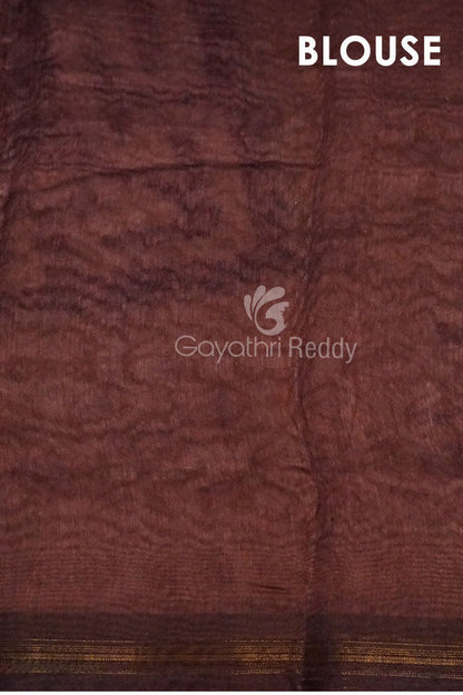 Dark Brown Ikat Design Semi Chanderi Saree By Gayathri Reddy Designer Studio