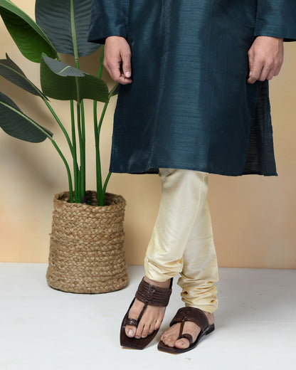 Stepsoft Men'S Brown Sqaure Toe Kolhapuri Chappal | Handcrafted Leather Slip-On Ethnic Footwear