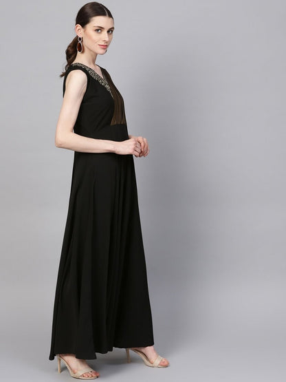 Ahalyaa Black Crepe Dress