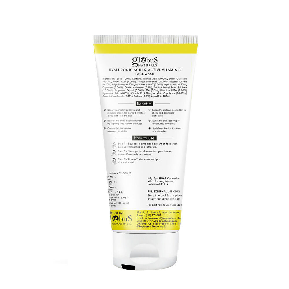 Globus Naturals Hyaluronic Acid & Vitamin C Face Wash