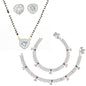 AanyaCentric Gold-Polished Mangalsutra Pendant Earring Set & Silver Plated Anklet