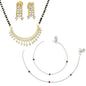 AanyaCentric Gold-Polished Mangalsutra Pendant Earring Set & Silver Plated Anklet