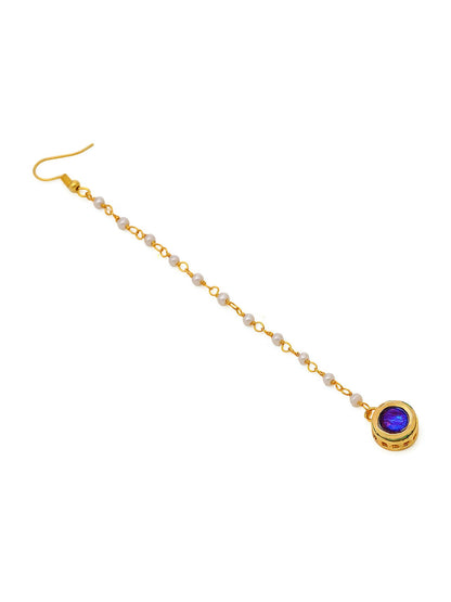 Ruby Raang Blue Meenakari Kundan Maang Tikka