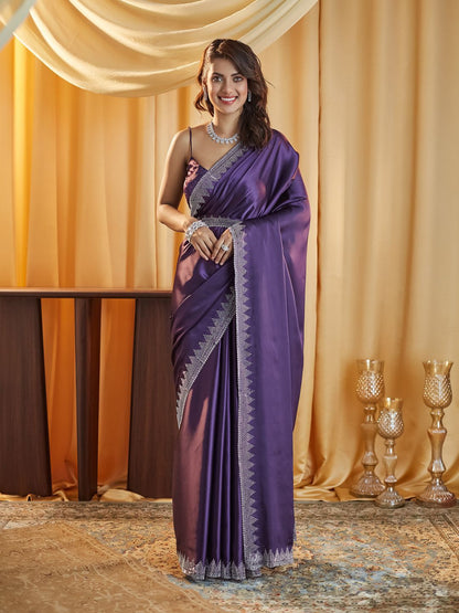 kasee Beads and Stones Satin Saree