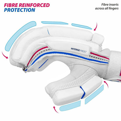 DSC Intense Frost Leather Cricket Batting Gloves for Mens - Right Hand, White, One Size