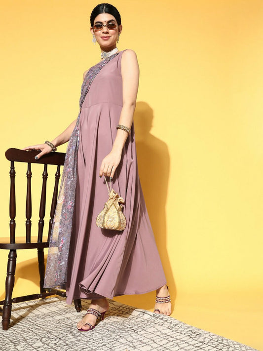 Ahalyaa Women's Traditional wear Dress - Mauve