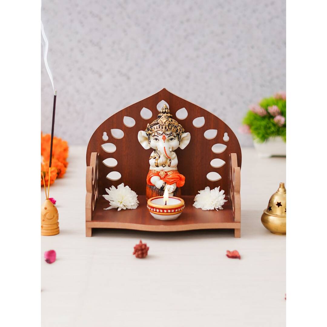 eCraftIndia Brown Decorative Wooden Pooja Temple