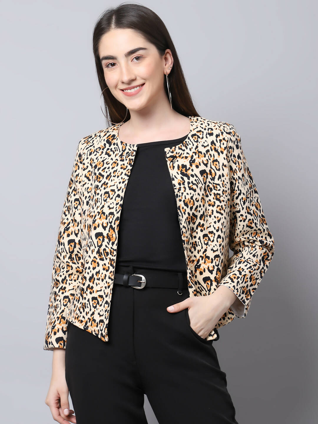Even Apparels Multi 100% Viscose Open Front Statement Women's Jacket