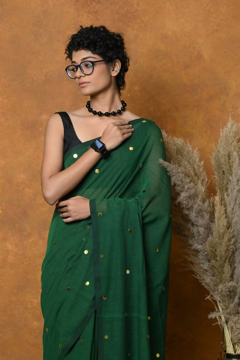 Very Much Indian Pure Mul Cotton Handloom Saree - Green