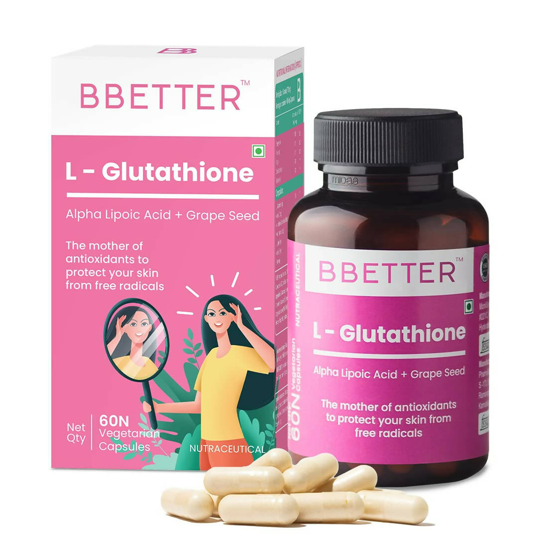 BBETTER L-Glutathione Capsules with Alpha Lipoic Acid, Grape Seed Extract for Skin