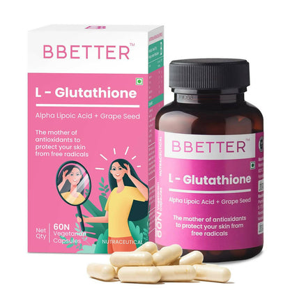 BBETTER L-Glutathione Capsules with Alpha Lipoic Acid, Grape Seed Extract for Skin