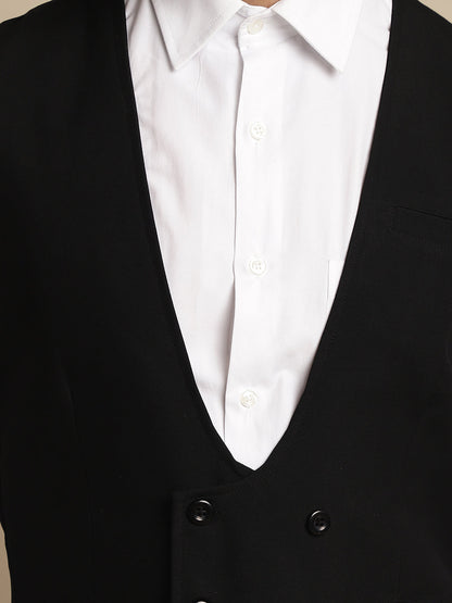 Even Apparels Men's Black Double Breast Waistcoat