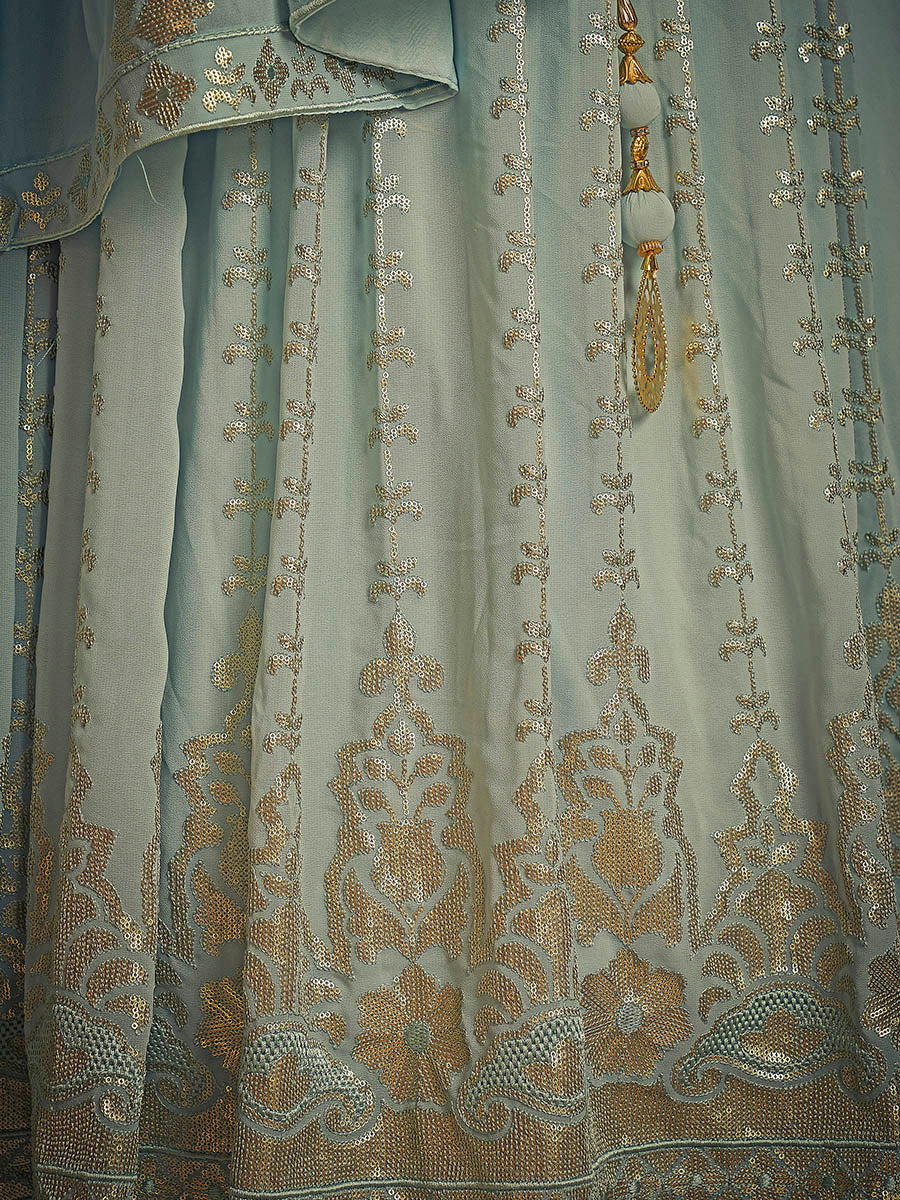Myra Light Blue Real Georgette Designer Gown Style Suit