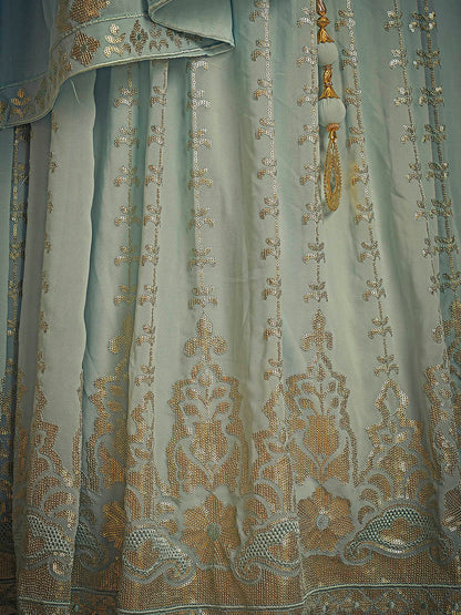Myra Light Blue Real Georgette Designer Gown Style Suit