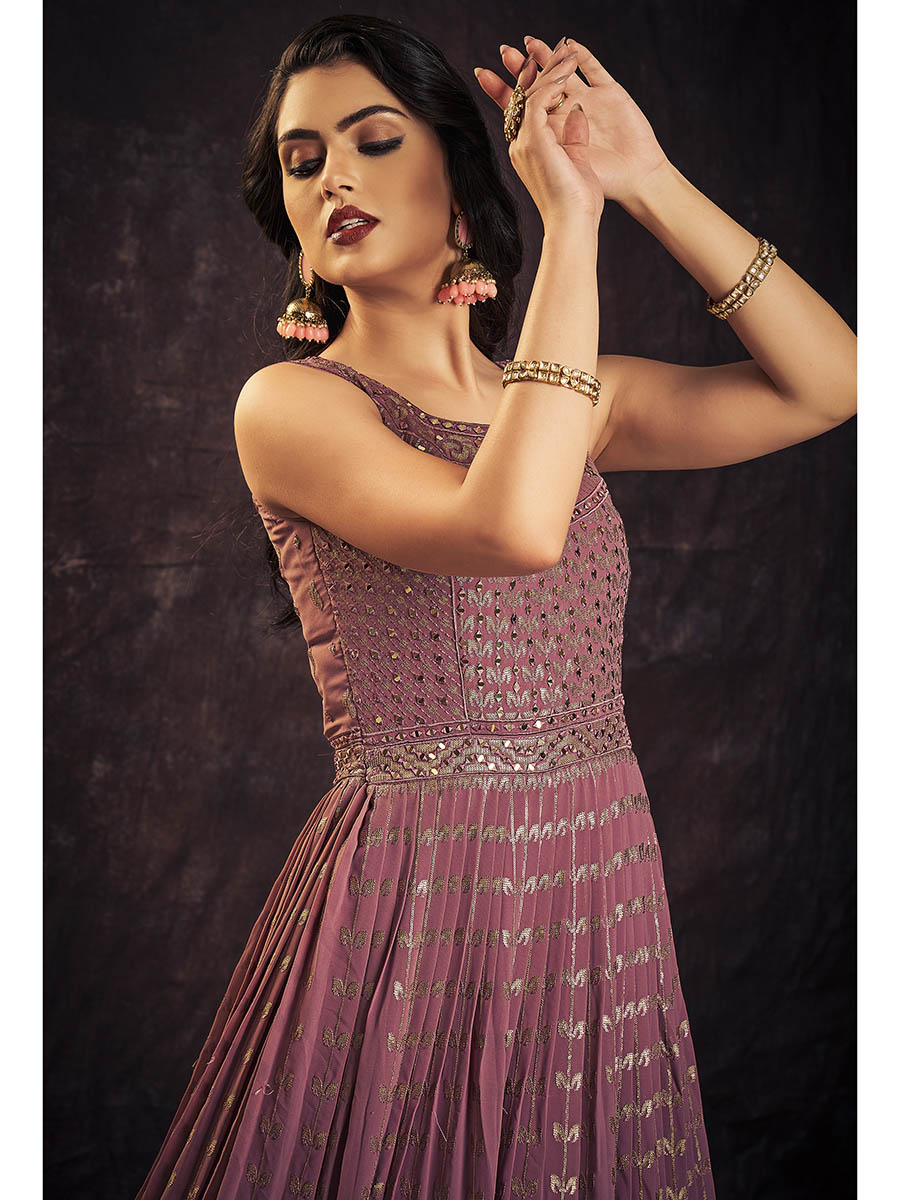 Myra Mauve Real Georgette Designer Gown Style Suit