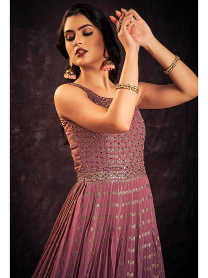 Myra Mauve Real Georgette Designer Gown Style Suit