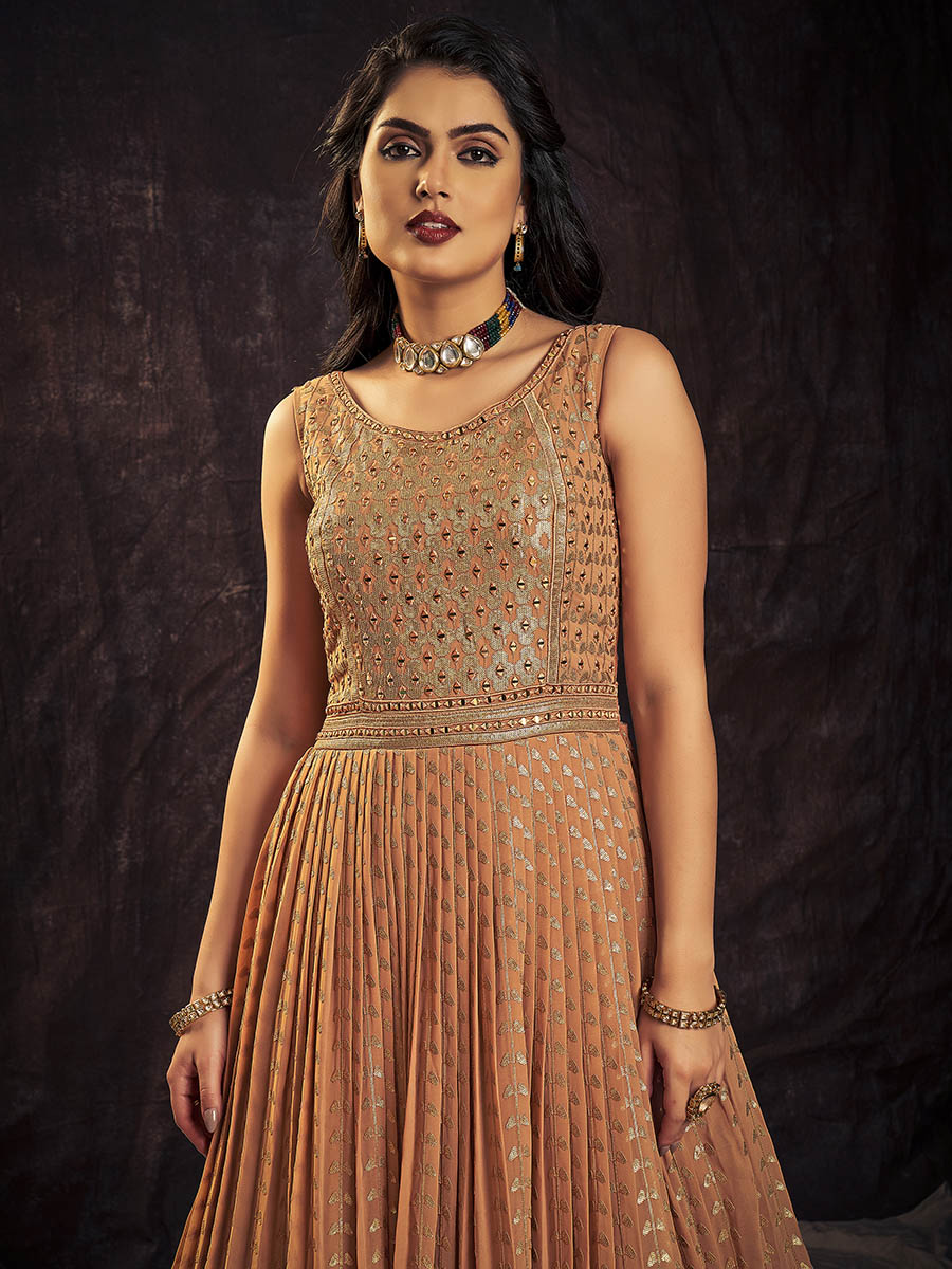 Myra Apricoat Real Georgette Designer Gown Style Suit