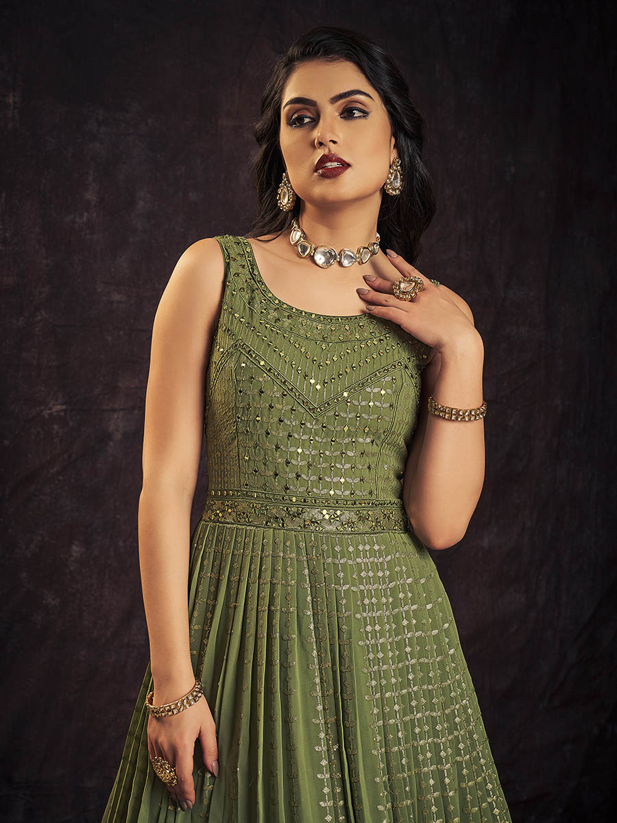 Myra Green Real Georgette Designer Gown Style Suit