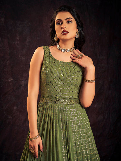 Myra Green Real Georgette Designer Gown Style Suit