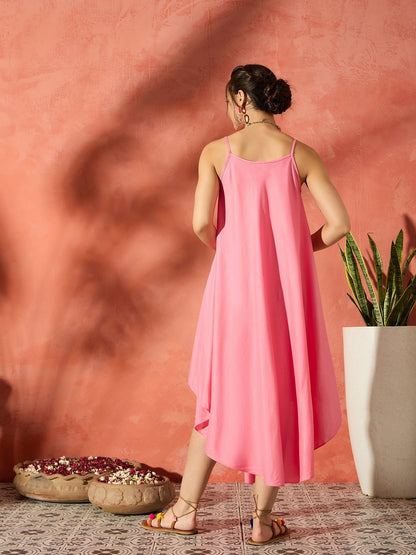InWeave Purple Floral Peach Asymmetrical Dress