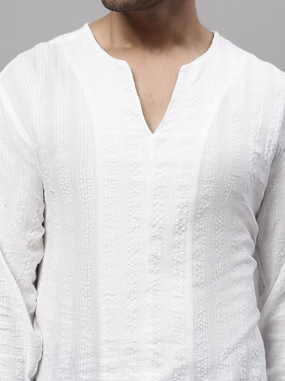 Even Apparels White Pure Cotton Open Neck Kurta