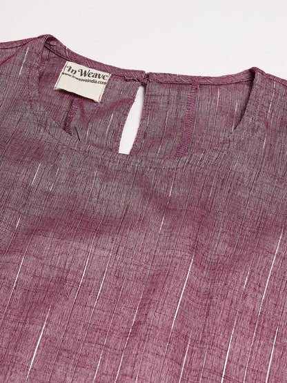 InWeave Women's Mauve Lurex Short Pallazo Kurta Set