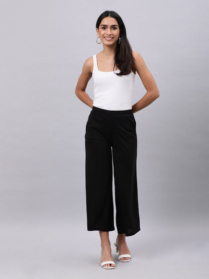 Souchii Women Black Liva Solid Palazzos