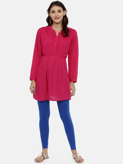 Souchii Navy Blue Solid Slim-Fit Ankle-Length Leggings