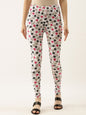 Souchii White & Pink Printed Slim-Fit Ankle-Length Leggings