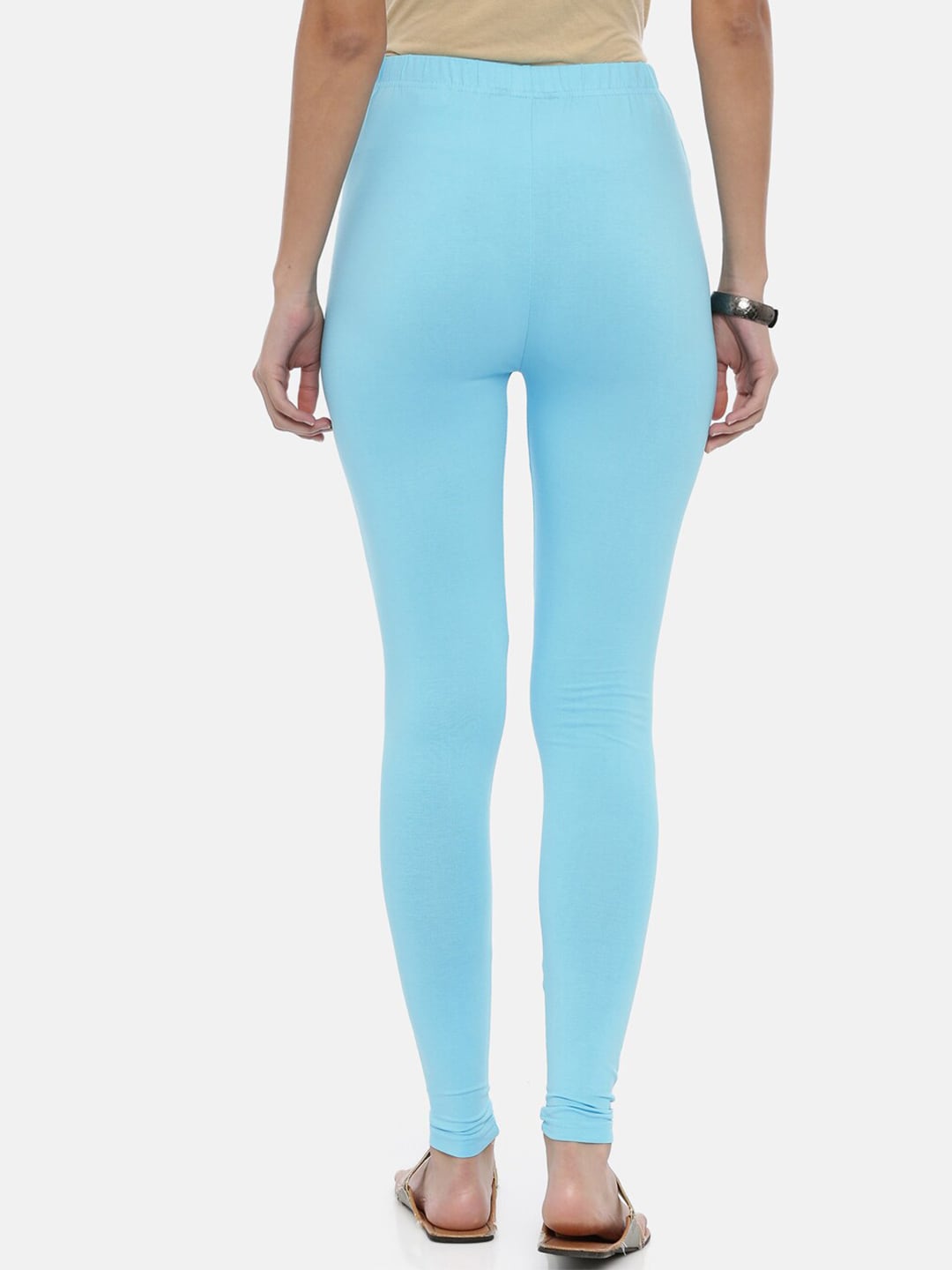 Souchii Light-Blue Solid Ankle-Length Leggings