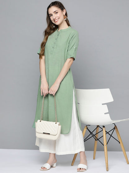 HERE&NOW Women Mint Green Pakistani Style Kurta