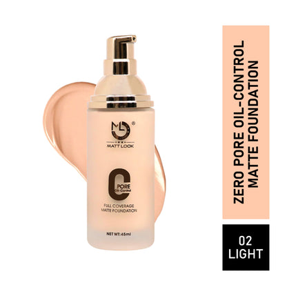Matt Look Zero Pore Oil Control Full Coverage Matte Foundation - Light