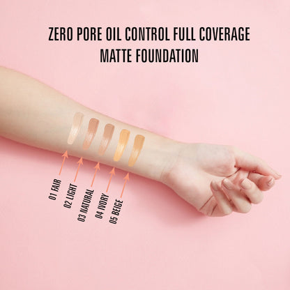 Matt Look Zero Pore Oil Control Full Coverage Matte Foundation - Ivory