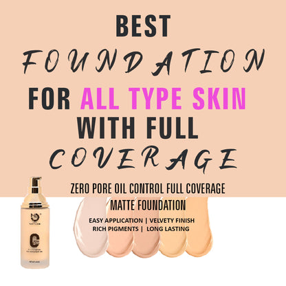 Matt Look Zero Pore Oil Control Full Coverage Matte Foundation - Beige