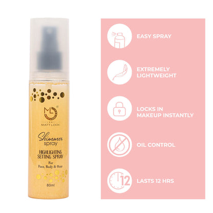 Matt Look Shimmer Highlighting Setting Spray - Gold 001