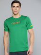 Alcis Men Green & Yellow Typography Printed Slim Fit Running T-shirt