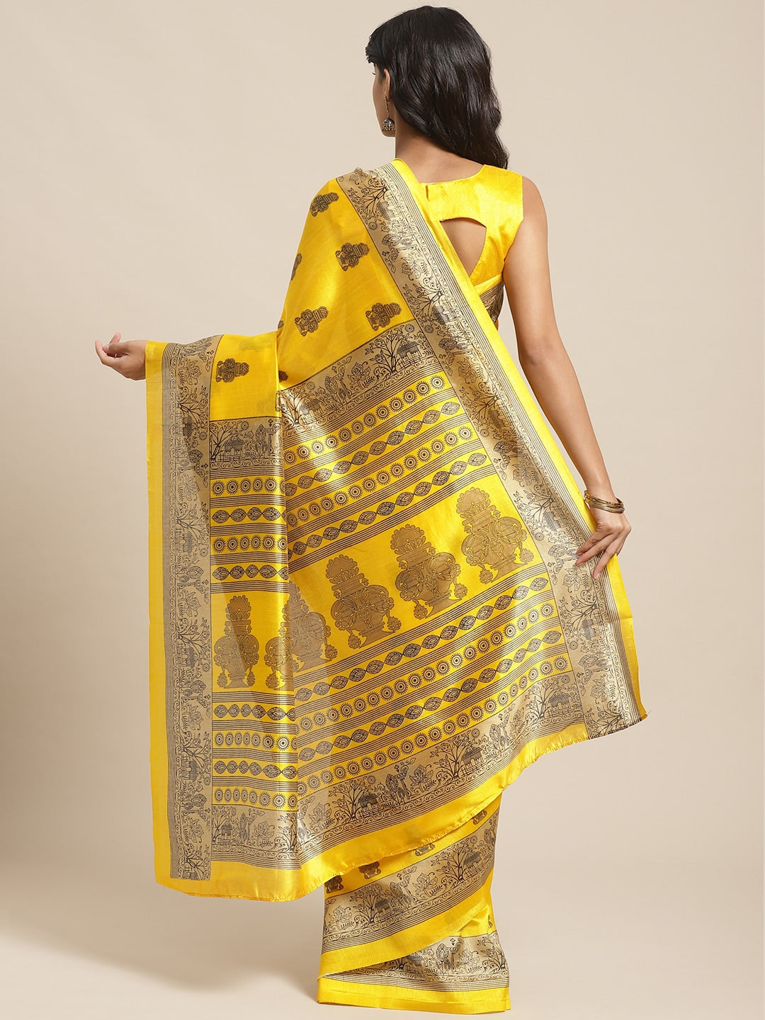 Saree Mall Yellow & Beige Printed Saree