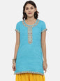Souchii Women Blue Printed Floral Grandeur & Majestic Artwork Kurta