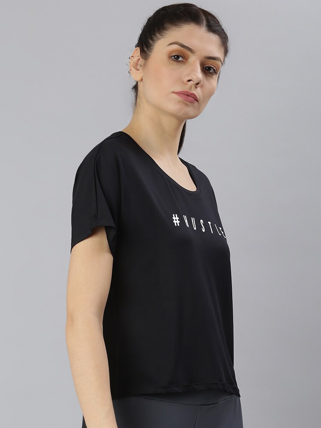 MKH Typography Printed Round Neck Crop Sports T-shirt